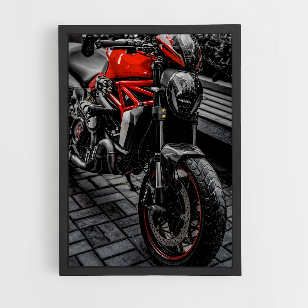 Poster Moto Rouge sur Briques – affiche Ducati (vue 2)